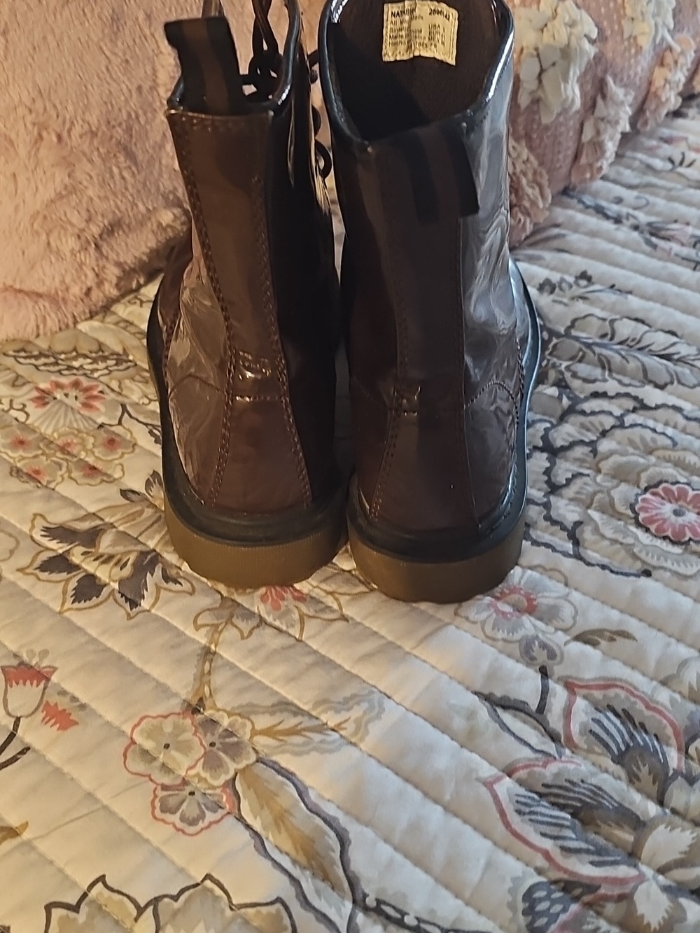 Milatary Style Brown Patent Leather Boot 9 - Picture 5 of 8